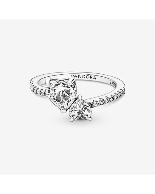 Pandora Metallic Double Heart Sparkling Ring