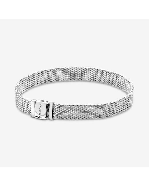 Pandora Metallic Timeless Sterling Silver Mesh Bracelet For Charms