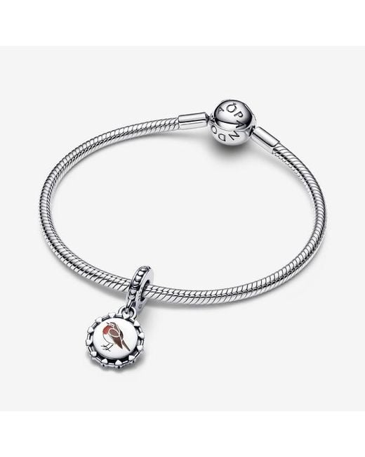 Pandora Metallic Engravable Robin Bird Dangle Charm