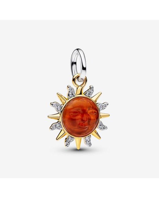 Pandora Red Swirling Sun Two-Tone Dangle Charm