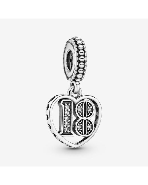 Pandora Metallic Charm Pendant In Sterling Silver 18 Years Of Love