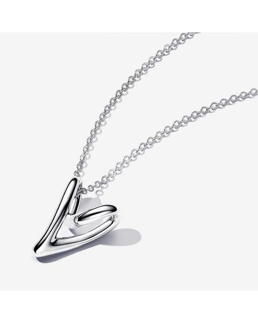 Pandora White Essence Heart Pendant Sterling Silver Necklace