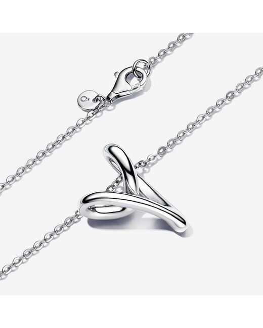Pandora White Essence Heart Pendant Sterling Silver Necklace