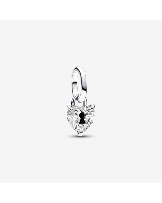 Pandora White Keyhole Heart Mini Dangle Charm