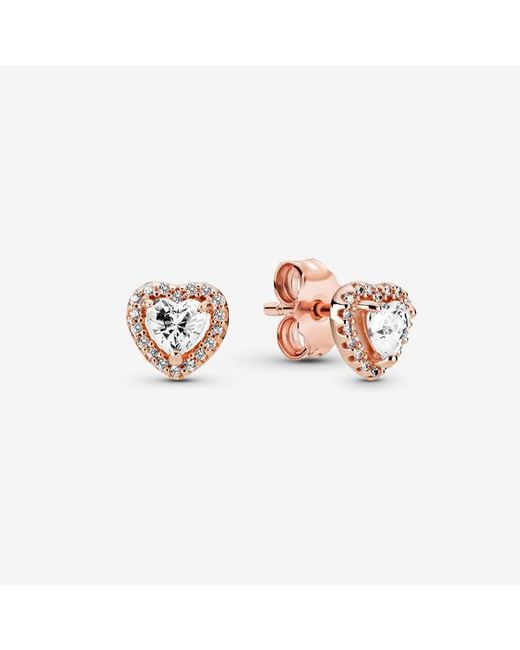 Pandora Pink Sparkling Elevated Heart Stud Earrings