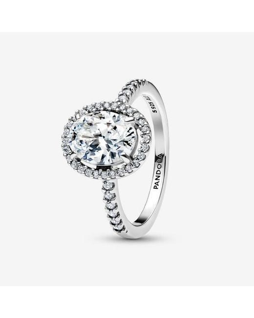 Pandora Metallic Oval Sparkling Halo Statement Ring