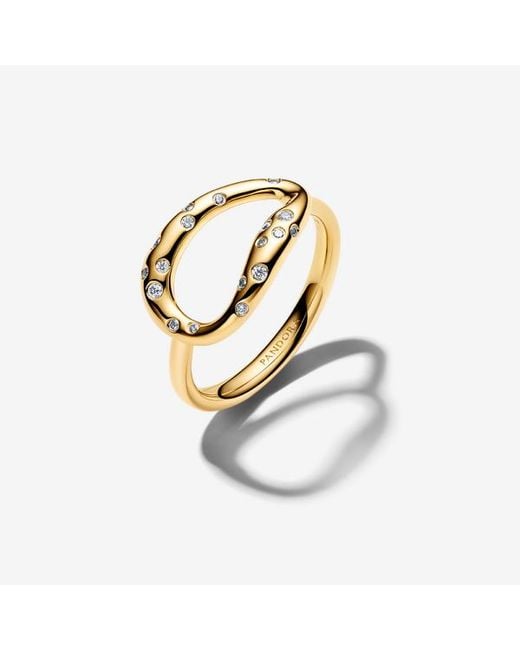 Pandora Metallic Organically Shaped Stone-Set Statement Ring