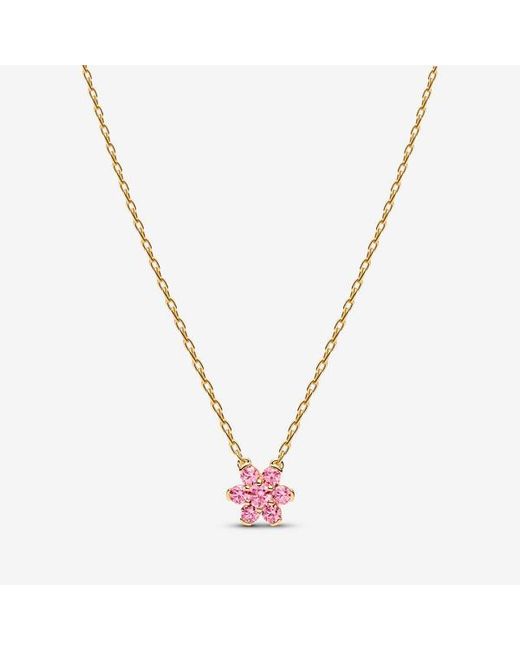 Pandora Metallic Sparkling Flower Pendant Necklace