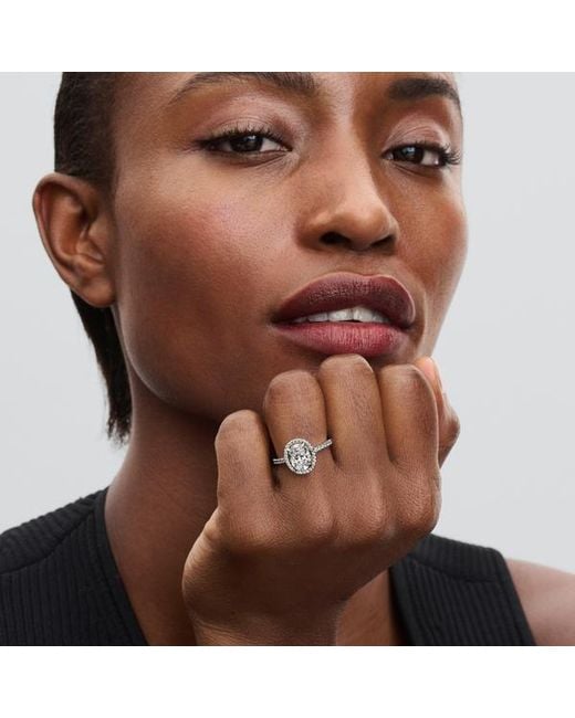 Pandora Metallic Oval Sparkling Halo Statement Ring
