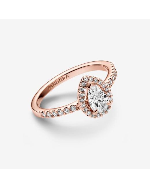Pandora Metallic Sparkling Pear Halo Ring