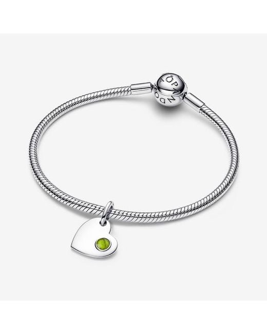Pandora Green August Heart Spring Stone Dangle Charm