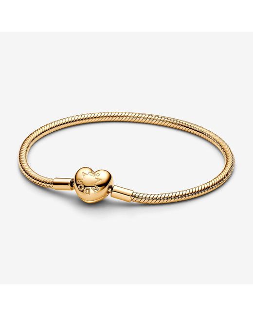 Pandora Metallic Moments Heart Clasp Snake Chain Bracelet