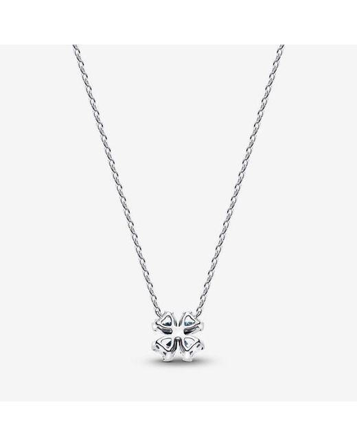 Pandora Metallic Sparkling Lucky Clover Pendant Necklace