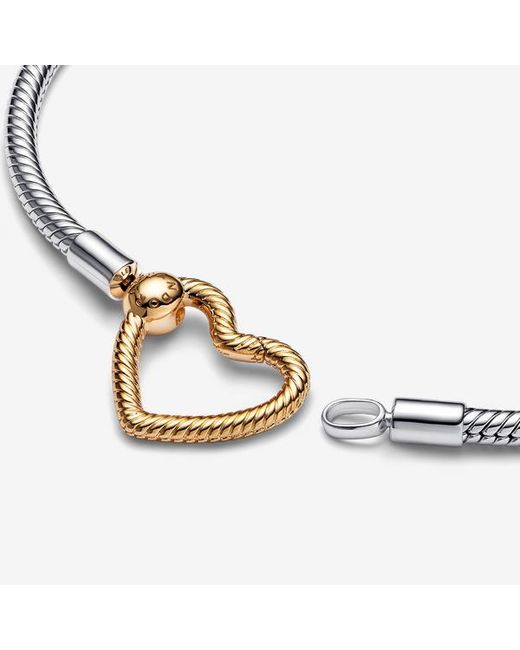 Pandora Metallic Moments Heart Closure Snake Chain Bracelet