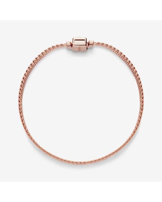 Pandora Brown Timeless 14k Rose Gold-plated Mesh Bracelet For Charms