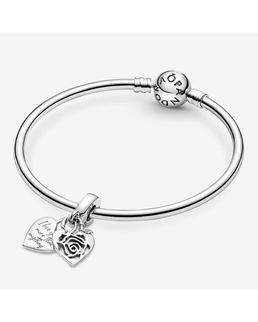 Pandora White Rose Heart Padlock Dangle Charm
