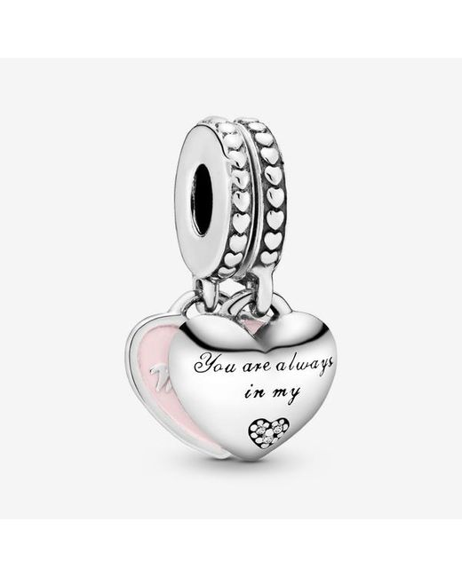 Pandora White Mother & Daughter Hearts Dangle Charm