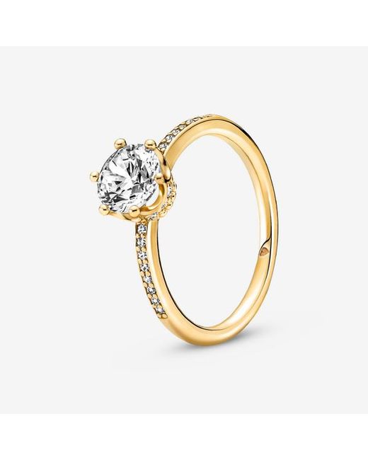 Pandora Metallic Clear Sparkling Crown Solitaire Ring