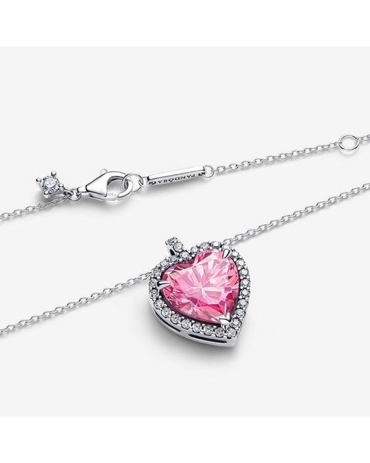 Pandora Pink Halo Heart Collier Necklace