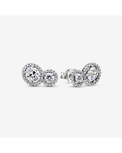 Pandora White Embracing Halo Stud Earrings
