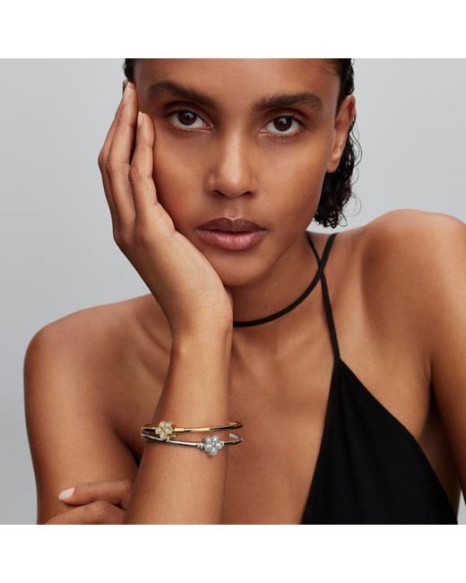 Pandora Metallic Pavé Flower Bangle