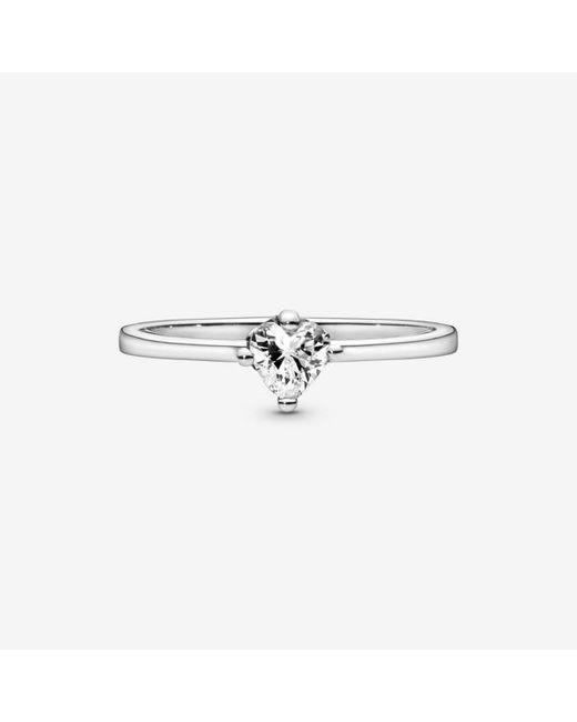 Pandora Metallic Clear Heart Solitaire Ring