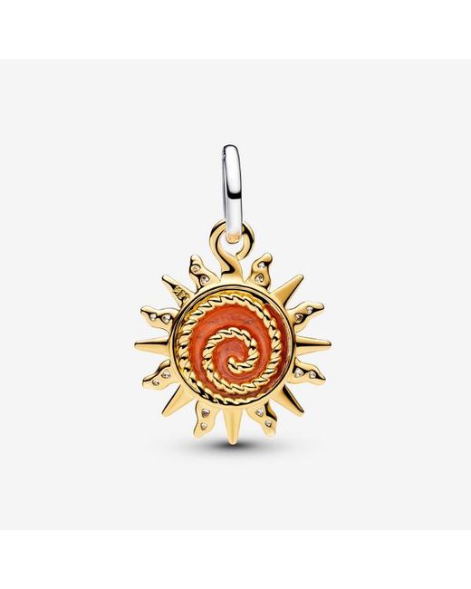 Pandora Red Swirling Sun Two-Tone Dangle Charm
