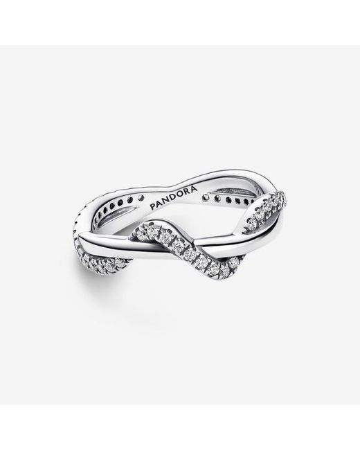 Pandora Metallic Sparkling Intertwined Wave Ring