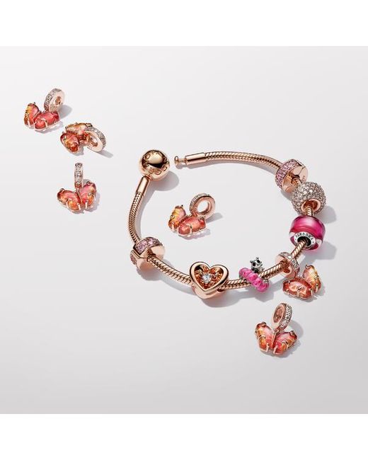 Pandora Pink Murano Glass Butterfly Dangle Charm