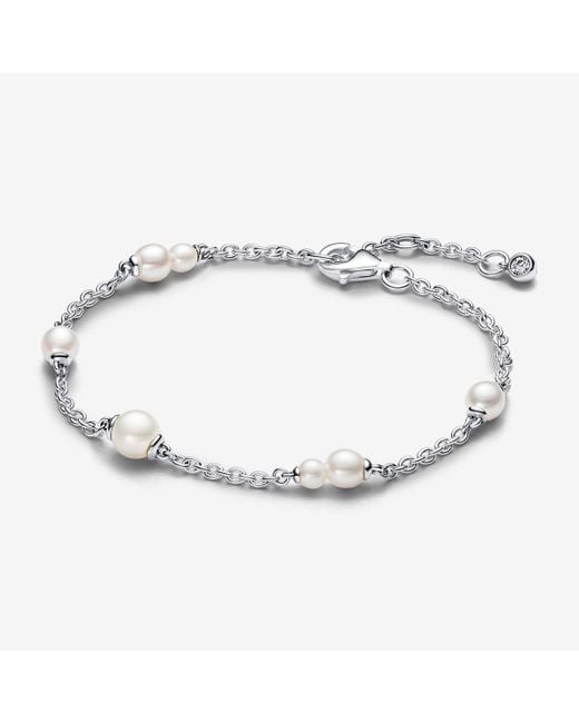 Pandora Metallic Treated Freshwater Cultured Pearl Station Chain Bracelet