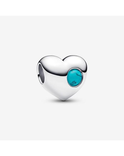 Pandora Moments 794161c12 Sterling Silver Heart Charm With Turquoise Blue Stone And Artificial Crystal