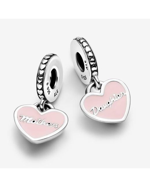 Pandora White Mother & Daughter Hearts Dangle Charm