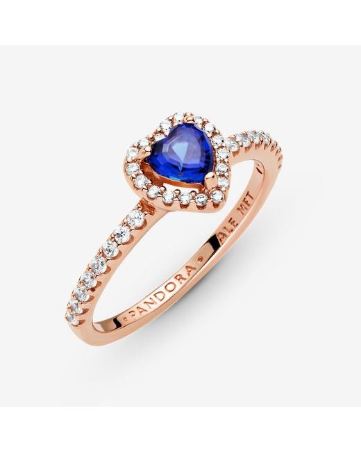 Pandora Sparkling Blue Elevated Heart Ring