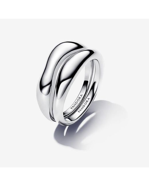 Pandora White Organically Shaped Stacking Rings