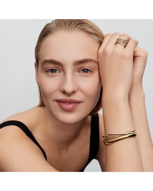 Pandora White Entwined Two-Tone Open Bangle