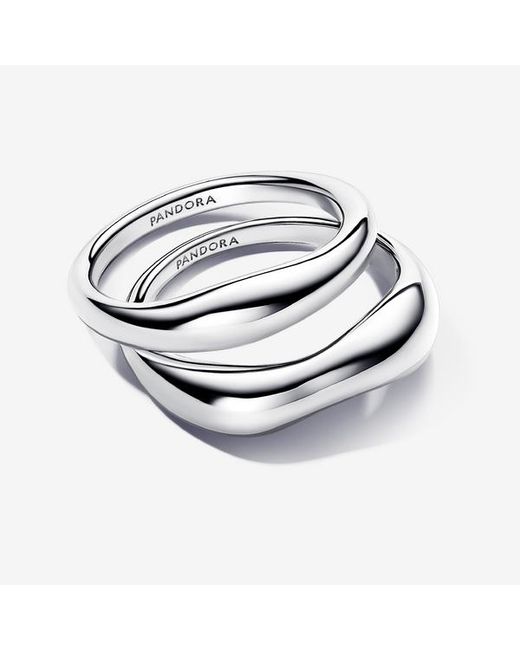 Pandora White Organically Shaped Stacking Rings