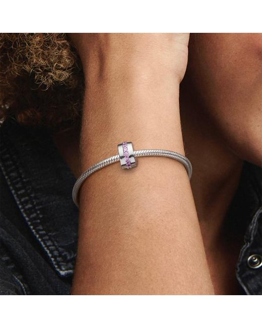 Pandora White Sparkling Row Clip Charm