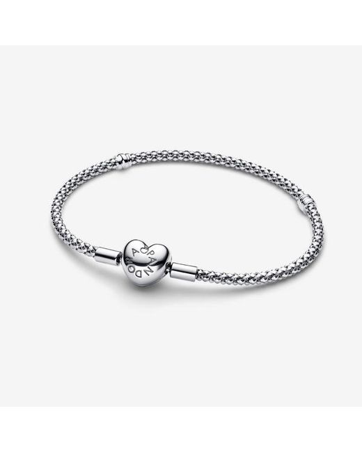 Pandora Metallic Heart Clasp Studded Chain Bracelet