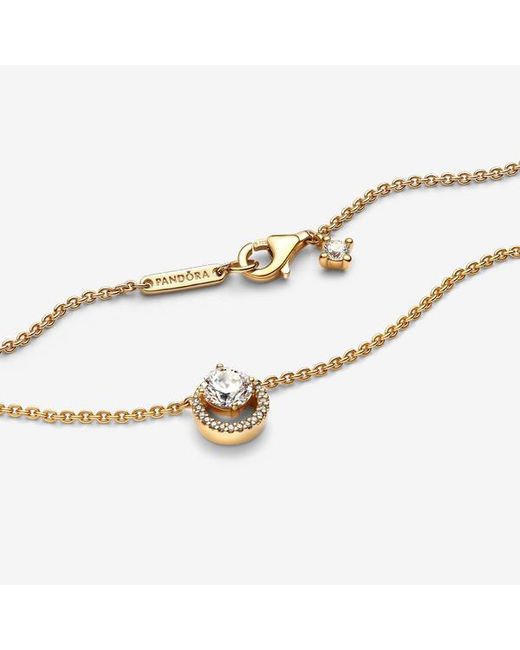 Pandora Metallic Sparkling Round Halo Pendant Collier Necklace