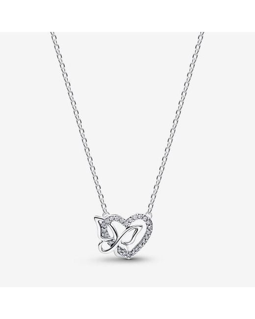 Pandora Metallic Entwined Heart & Butterfly Pendant Necklace