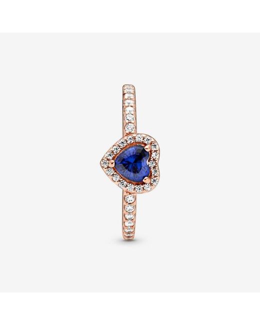 Pandora Sparkling Blue Elevated Heart Ring