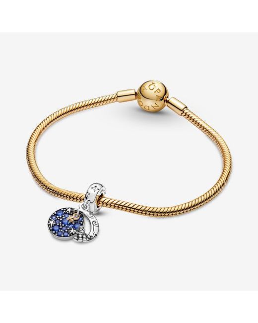 Pandora Kerstman Op De Maan Dubbele Hangende Bedel in het Blue