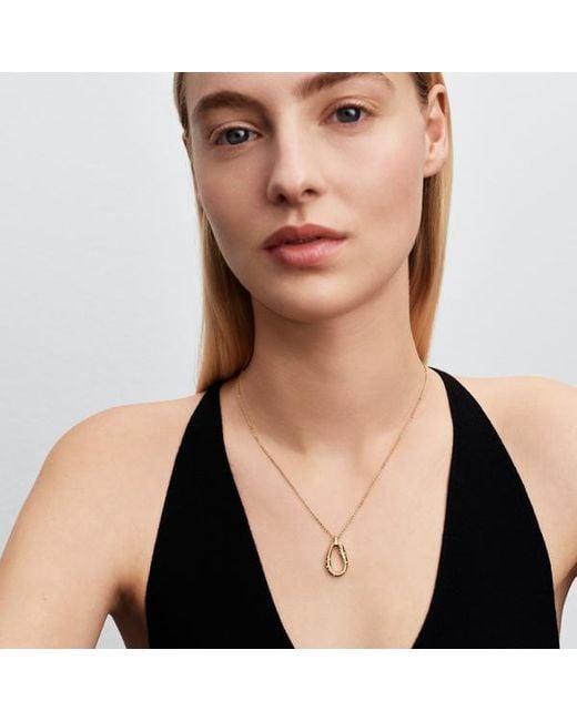 Pandora Metallic Organically Shaped Stone-Set Pendant Necklace