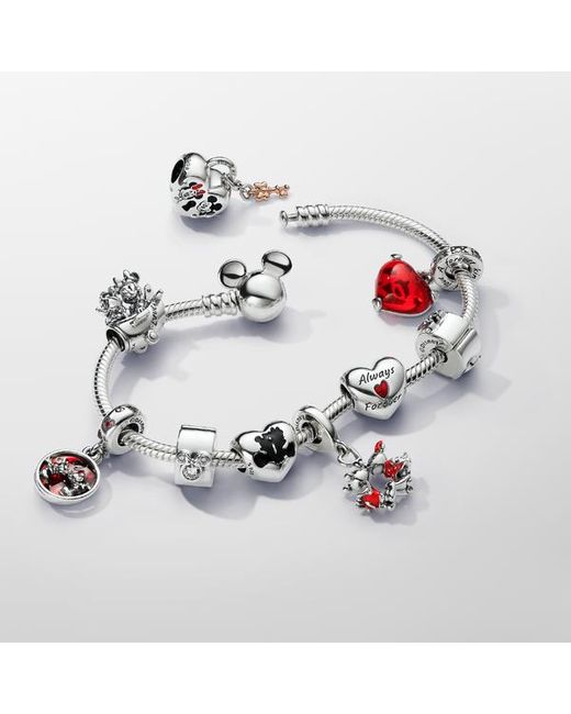 Pandora Metallic Disney Mickey Mouse Clasp Moments Snake Chain Bracelet
