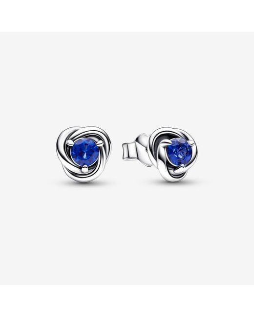 Pandora Blue September Birthstone Eternity Circle Stud Earrings