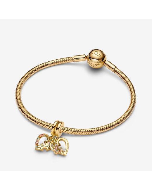 Pandora Metallic Splittable Puzzle Piece Hearts Dangle Charm