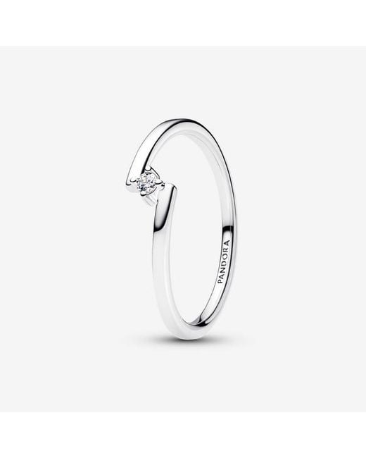 Pandora White Split Solitaire Ring
