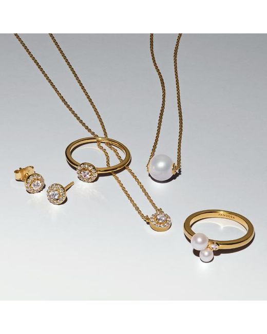 Pandora Metallic Round Pavé Halo Pendant Necklace