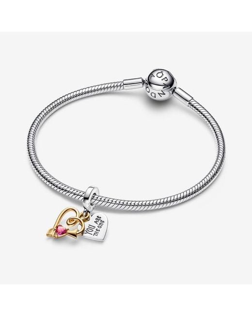 Pandora Metallic Engravable Heart & Arrow Double Dangle Charm