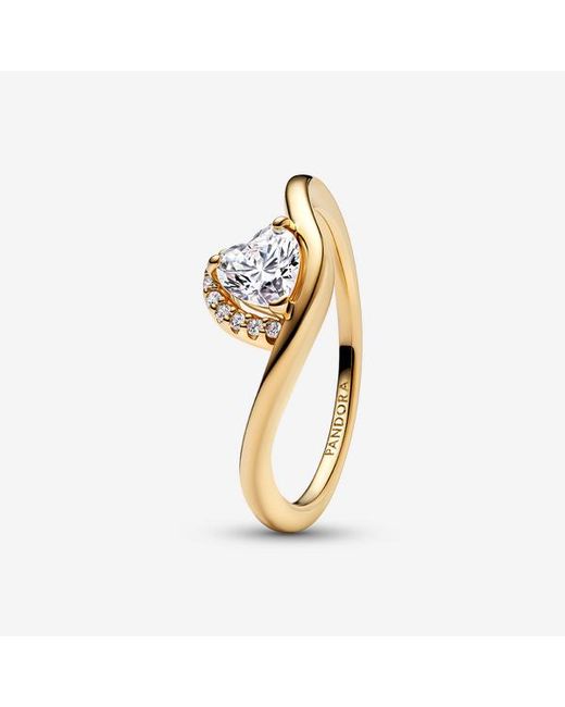 Pandora Metallic Wavy Heart Ring